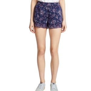 Joie Ciri Floral Printed Silk Shorts In Dark Navy Size Medium